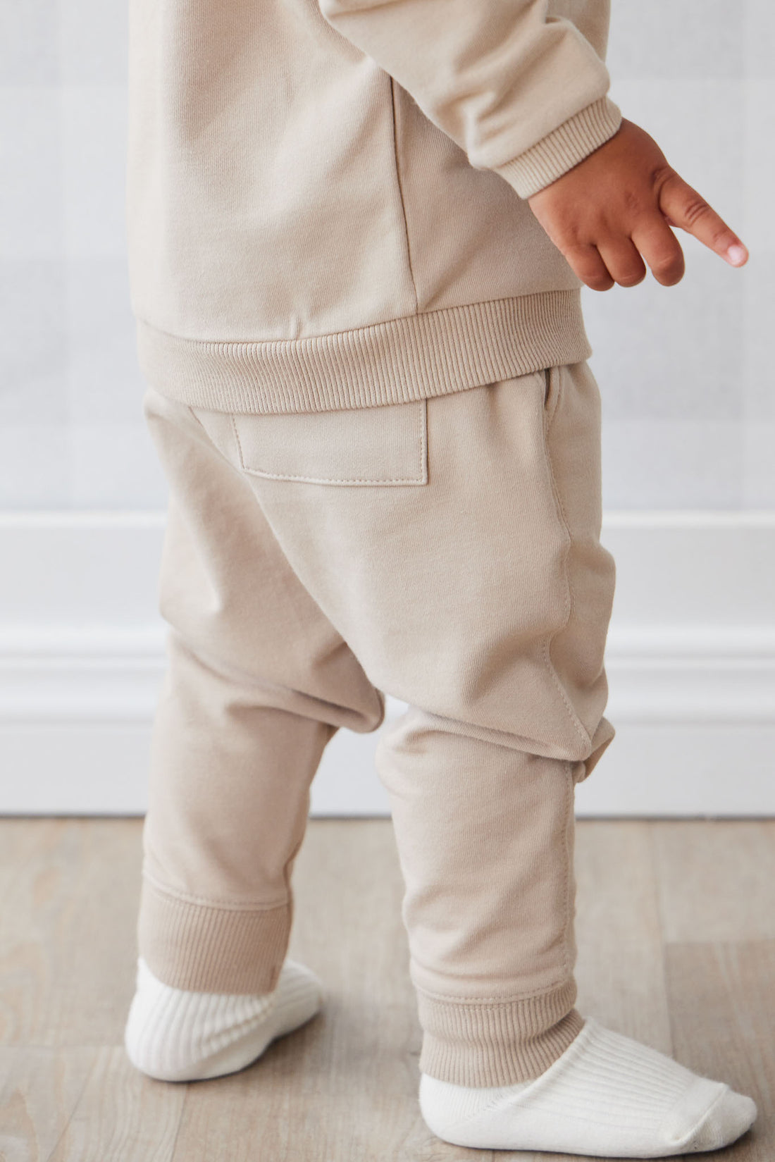 Organic Cotton Morgan Track Pant - Fawn Childrens Pant from Jamie Kay NZ