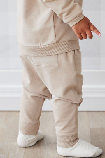 Organic Cotton Morgan Track Pant - Fawn Childrens Pant from Jamie Kay NZ