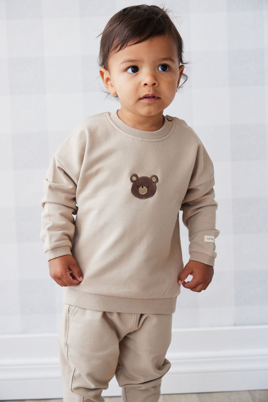 Organic Cotton Damien Sweatshirt - Fawn Bear Childrens Top from Jamie Kay NZ