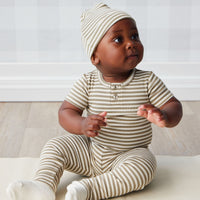 Organic Cotton Modal Everyday Legging - Narrow Stripe Oak/Soft Clay Childrens Legging from Jamie Kay NZ