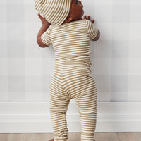 Organic Cotton Modal Darcy Rib Tee Bodysuit - Narrow Stripe Oak/Soft Clay Childrens Bodysuit from Jamie Kay NZ