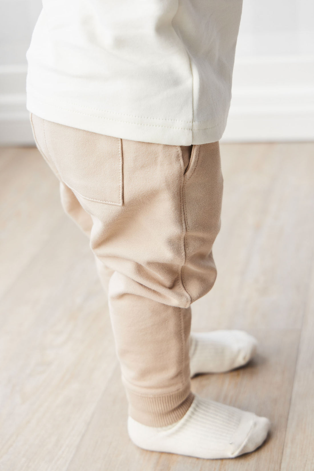 Organic Cotton Morgan Track Pant - Fawn Childrens Pant from Jamie Kay NZ