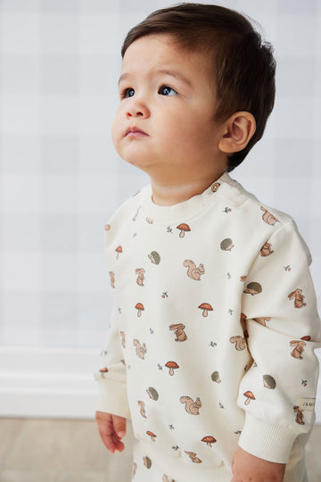 Organic Cotton Jalen Oversized Jumper - Woodland Friends Childrens Top from Jamie Kay NZ