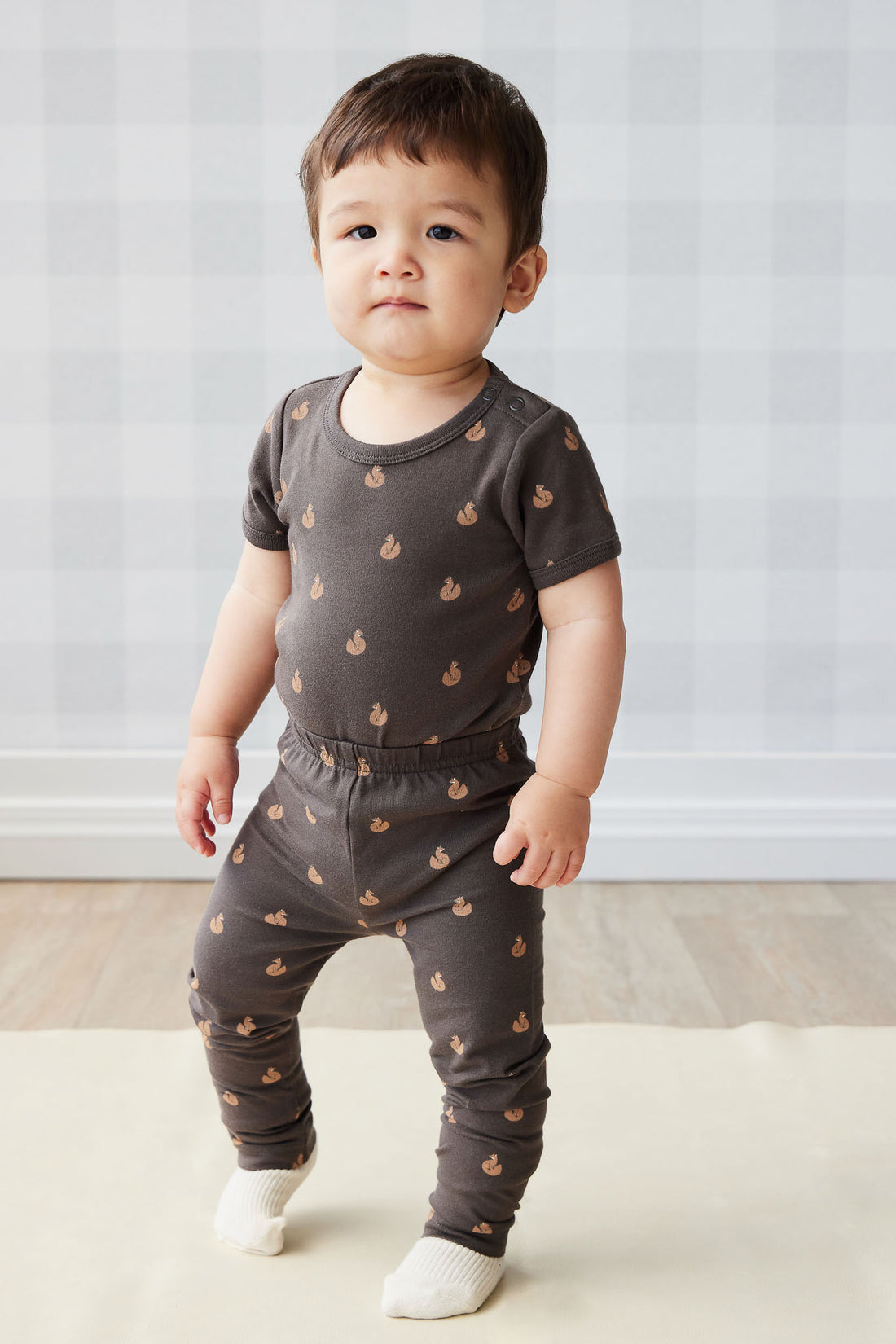 Organic Cotton Hudson Short Sleeve Bodysuit - Fox Cubs Wolf Childrens Bodysuit from Jamie Kay NZ