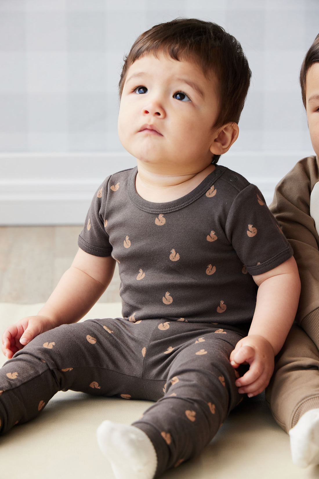 Organic Cotton Hudson Short Sleeve Bodysuit - Fox Cubs Wolf Childrens Bodysuit from Jamie Kay NZ