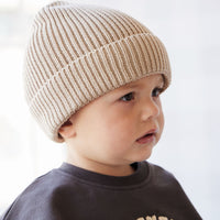 Leon Knitted Beanie - Fawn Childrens Hat from Jamie Kay NZ