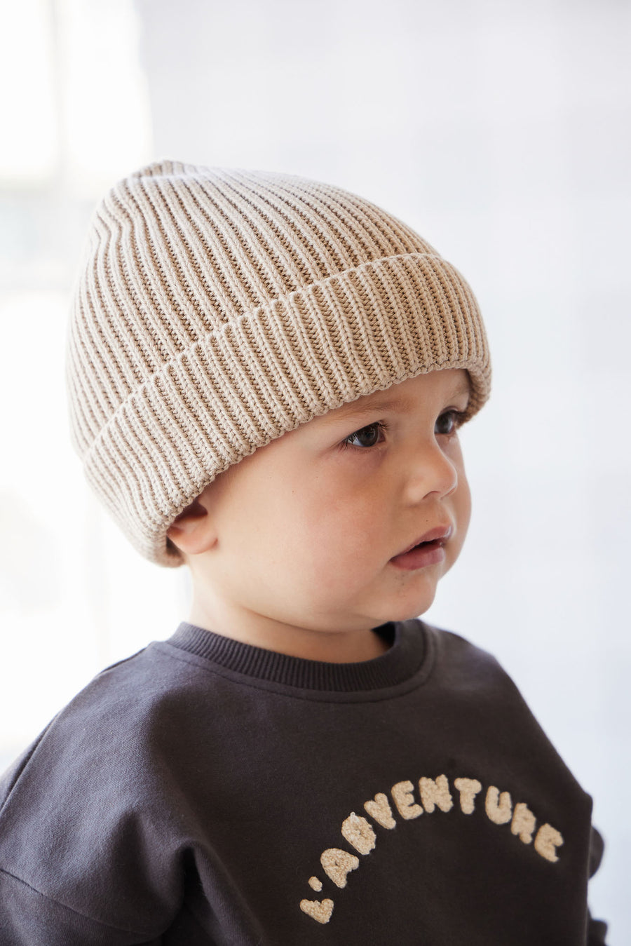 Leon Knitted Beanie - Fawn Childrens Hat from Jamie Kay NZ