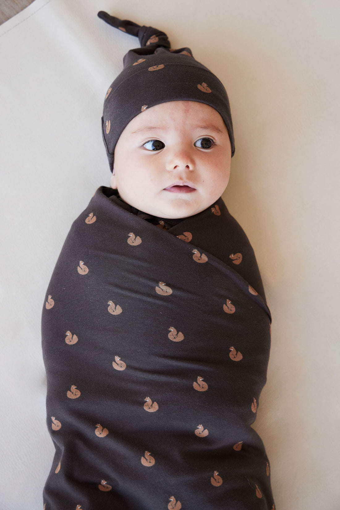 Organic Cotton Knot Beanie - Fox Cubs Wolf Childrens Hat from Jamie Kay NZ