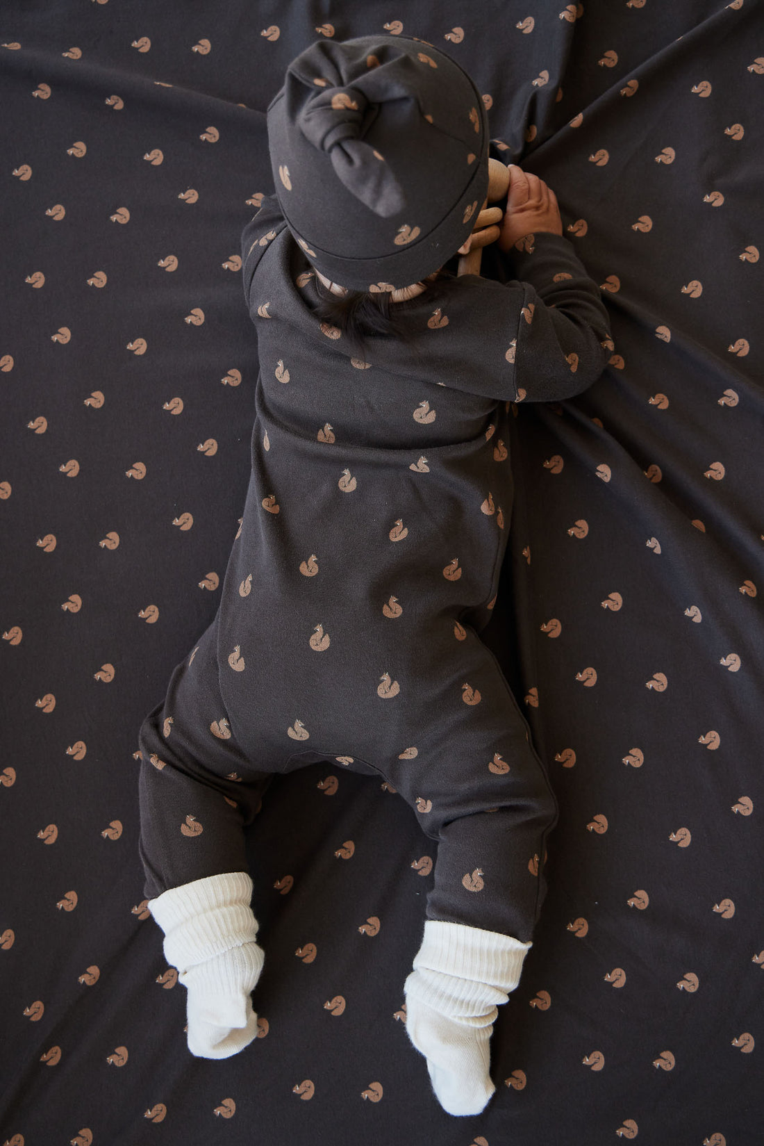 Organic Cotton Reese Zip Onepiece - Fox Cubs Wolf Childrens Onepiece from Jamie Kay NZ