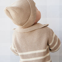 Jack Zip Jumper - Lenny Stripe Fawn Childrens Jumper from Jamie Kay NZ