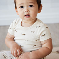 Organic Cotton Hudson Short Sleeve Bodysuit - Cosy Basil Cloud Childrens Bodysuit from Jamie Kay NZ