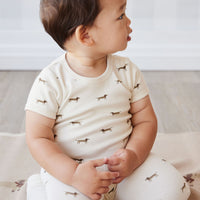 Organic Cotton Hudson Short Sleeve Bodysuit - Cosy Basil Cloud Childrens Bodysuit from Jamie Kay NZ