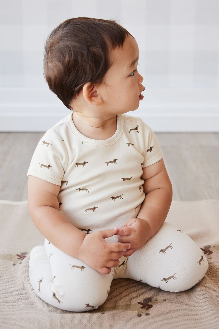 Organic Cotton Hudson Short Sleeve Bodysuit - Cosy Basil Cloud Childrens Bodysuit from Jamie Kay NZ