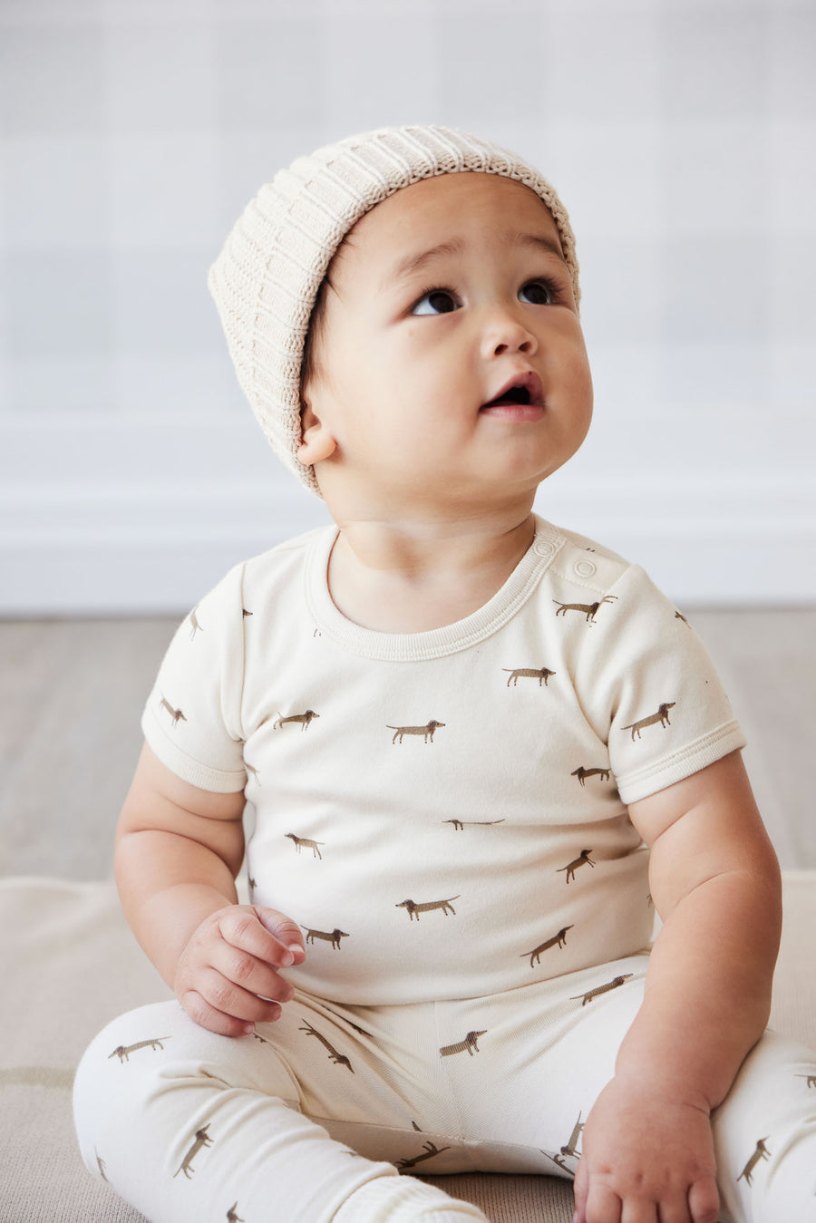 Organic Cotton Hudson Short Sleeve Bodysuit - Cosy Basil Cloud Childrens Bodysuit from Jamie Kay NZ