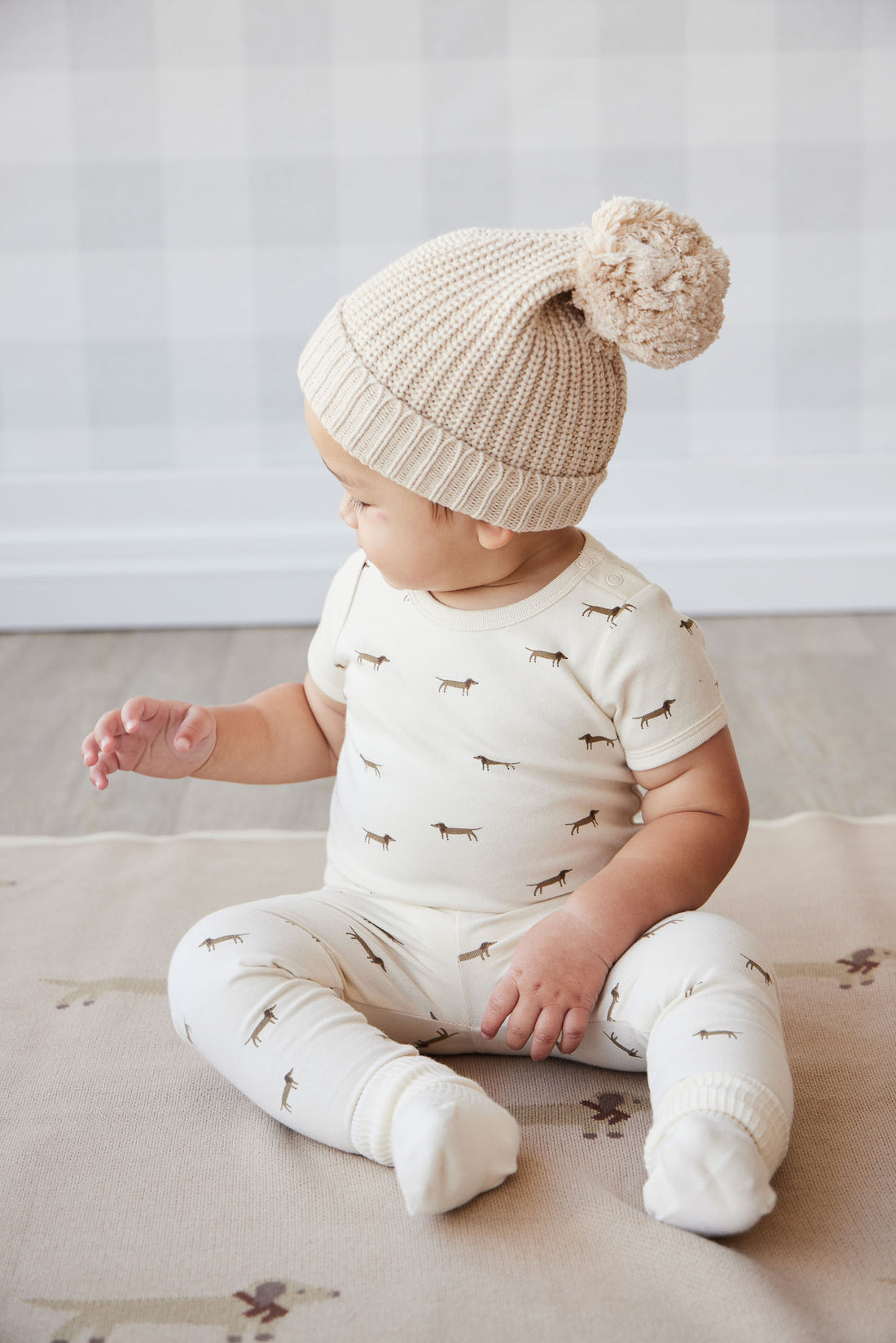 Organic Cotton Hudson Short Sleeve Bodysuit - Cosy Basil Cloud Childrens Bodysuit from Jamie Kay NZ