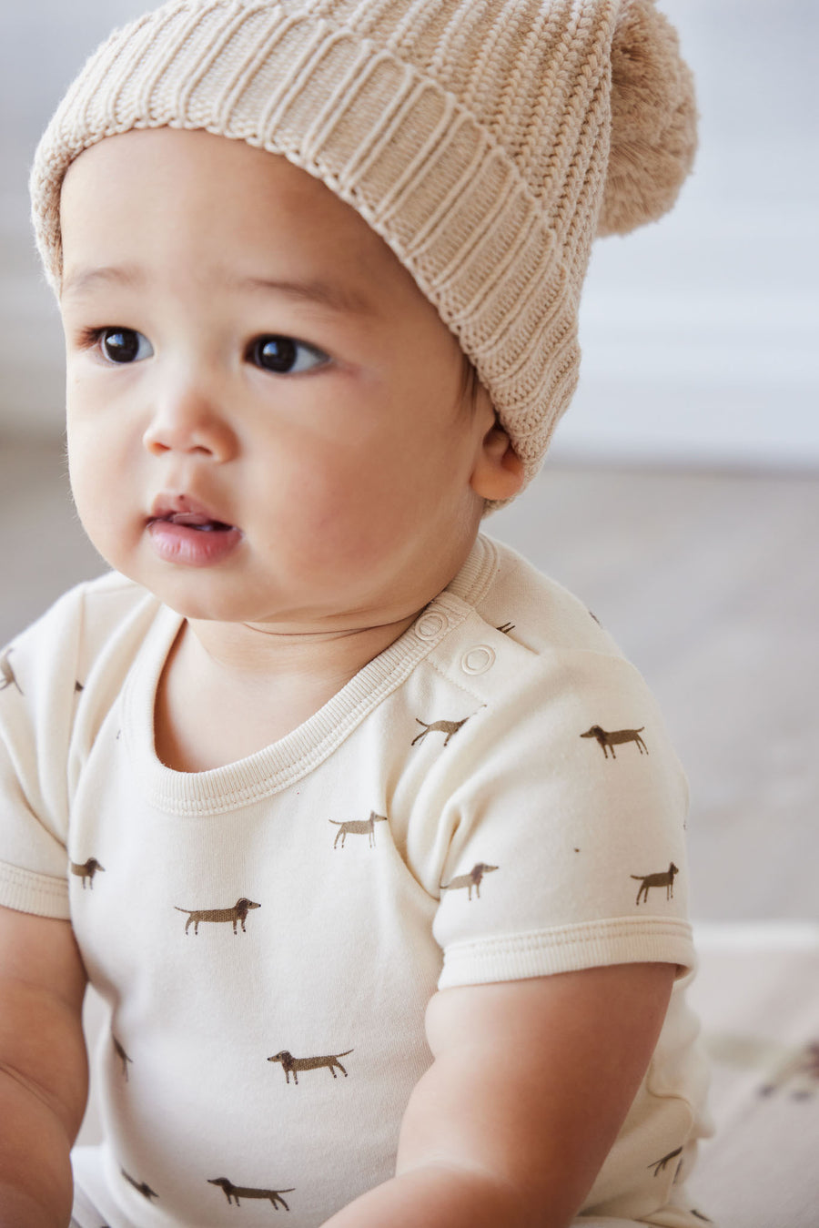 Organic Cotton Hudson Short Sleeve Bodysuit - Cosy Basil Cloud Childrens Bodysuit from Jamie Kay NZ