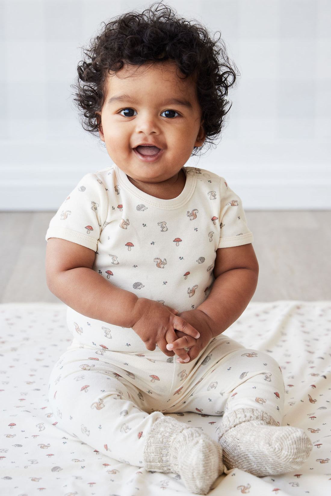 Organic Cotton Hudson Short Sleeve Bodysuit - Woodland Friends Childrens Bodysuit from Jamie Kay NZ