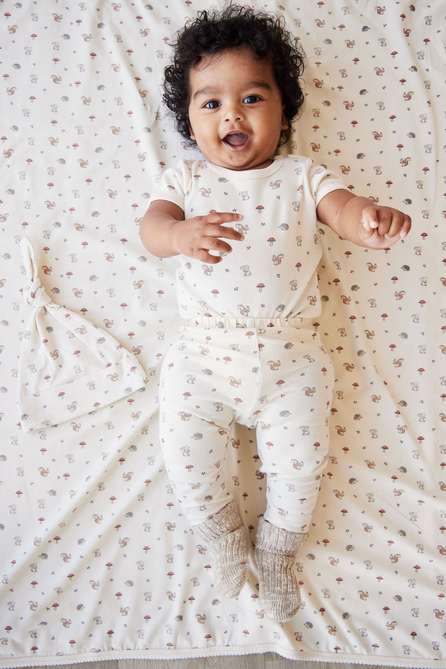 Organic Cotton Hudson Short Sleeve Bodysuit - Woodland Friends Childrens Bodysuit from Jamie Kay NZ