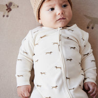 Organic Cotton Reese Zip Onepiece - Cosy Basil Cloud Childrens Onepiece from Jamie Kay NZ