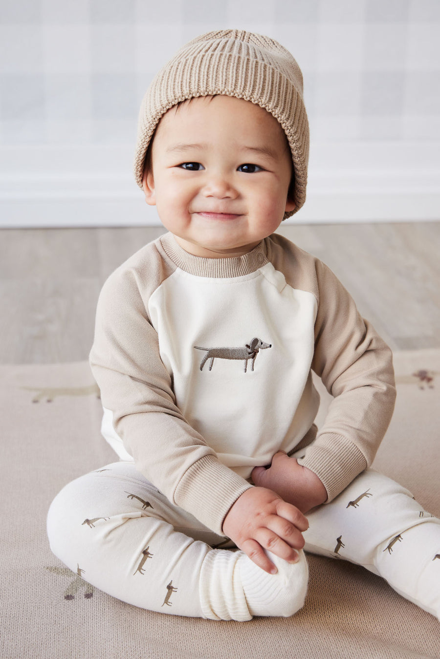 Organic Cotton Tao Sweatshirt - Cosy Basil Fawn Childrens Top from Jamie Kay NZ