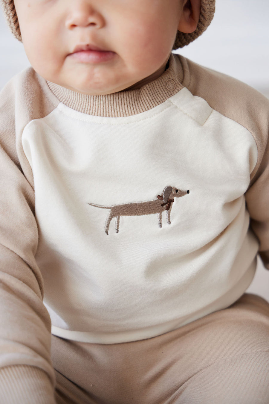 Organic Cotton Tao Sweatshirt - Cosy Basil Fawn Childrens Top from Jamie Kay NZ