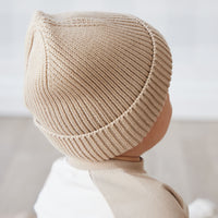 Leon Knitted Beanie - Fawn Childrens Hat from Jamie Kay NZ