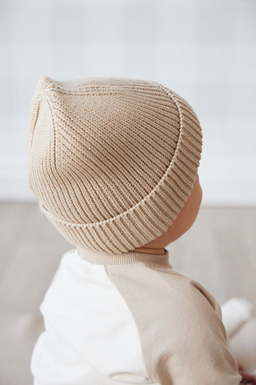 Leon Knitted Beanie - Fawn Childrens Hat from Jamie Kay NZ