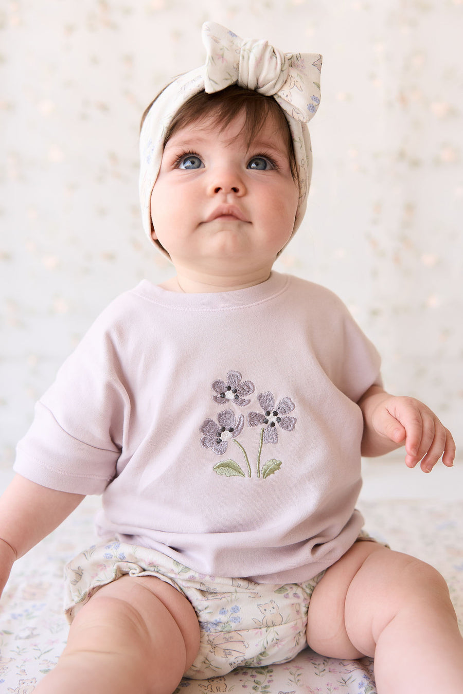 Organic Cotton Frill Bloomer - Moons Garden Lavender Childrens Bloomer from Jamie Kay NZ