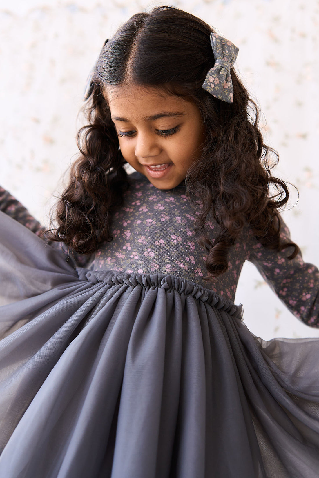 Anna Tulle Dress - Rosalie Floral Lava Childrens Dress from Jamie Kay NZ