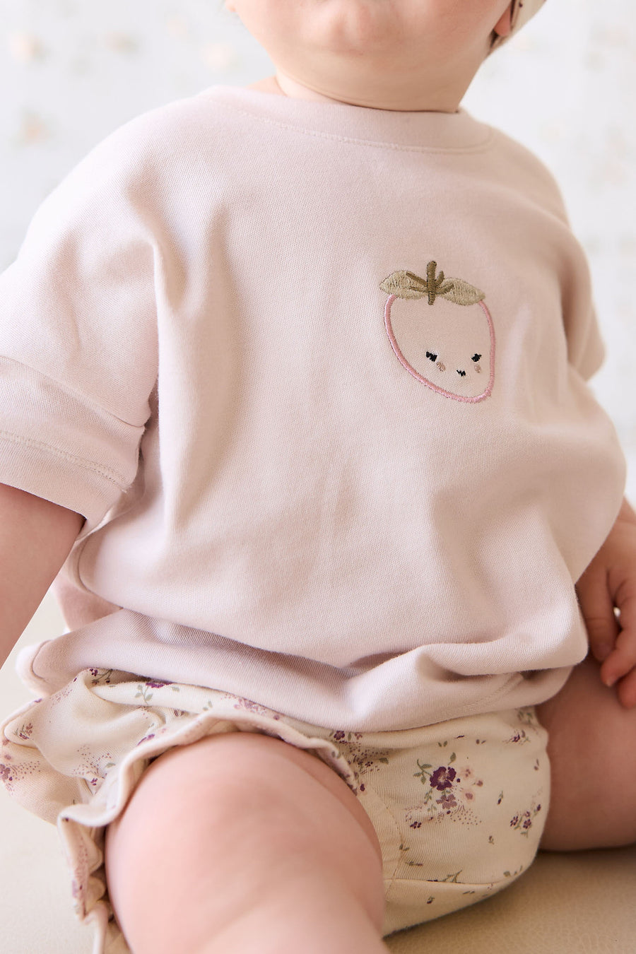 Pima Cotton Mimi Top - Rosewater Strawberry Childrens Top from Jamie Kay NZ