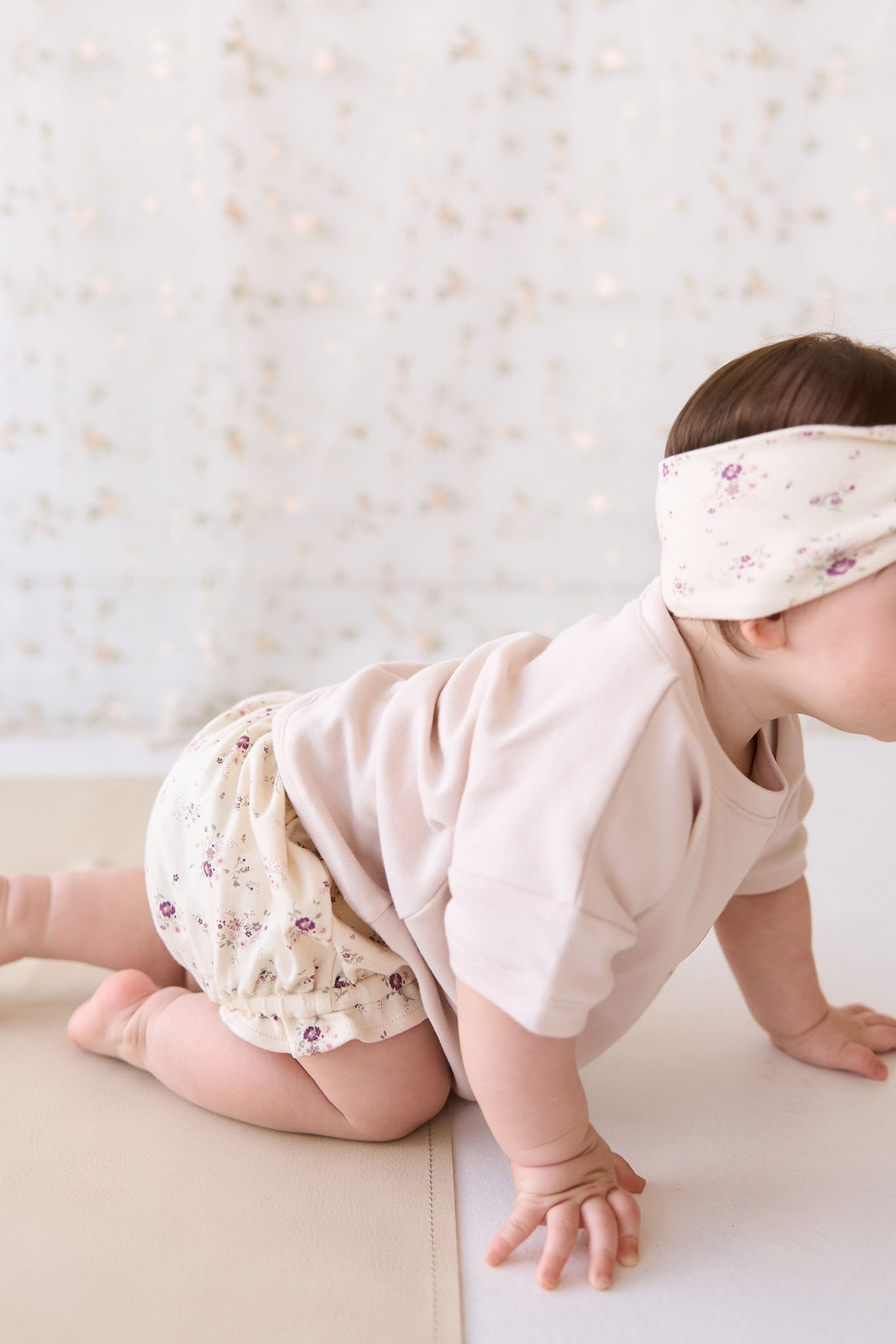 Organic Cotton Frill Bloomer - Sweet William Floral Natural Childrens Bloomer from Jamie Kay NZ