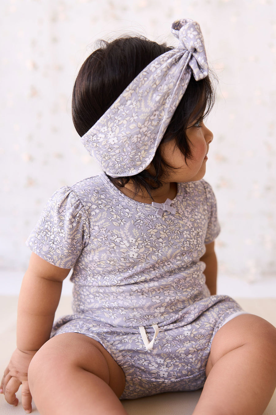 Organic Cotton Cap Sleeve Bodysuit - April Lilac Childrens Bodysuit from Jamie Kay NZ