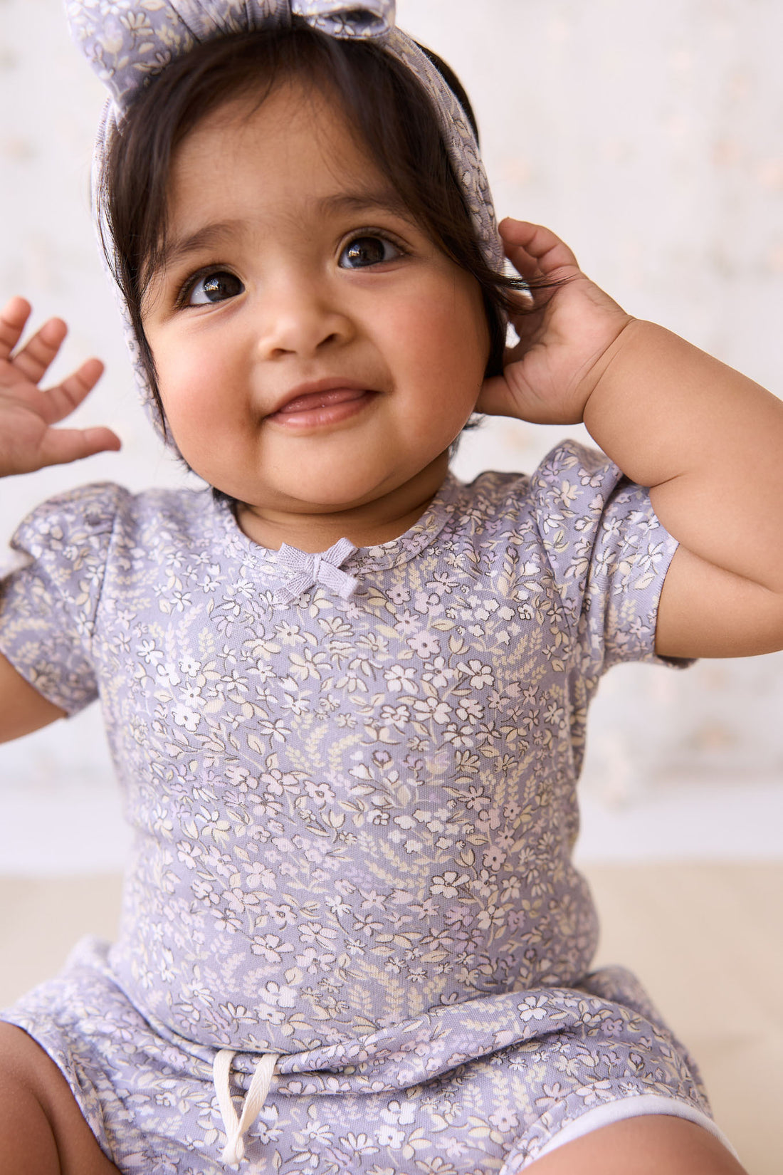 Organic Cotton Cap Sleeve Bodysuit - April Lilac Childrens Bodysuit from Jamie Kay NZ