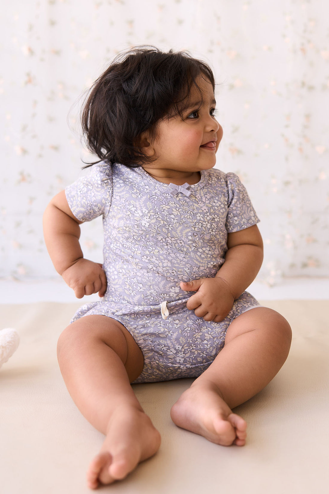 Organic Cotton Cap Sleeve Bodysuit - April Lilac Childrens Bodysuit from Jamie Kay NZ