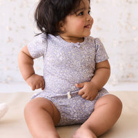 Organic Cotton Cap Sleeve Bodysuit - April Lilac Childrens Bodysuit from Jamie Kay NZ