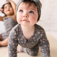 Organic Cotton Long Sleeve Bodysuit - Rosalie Floral Lava Childrens Bodysuit from Jamie Kay NZ