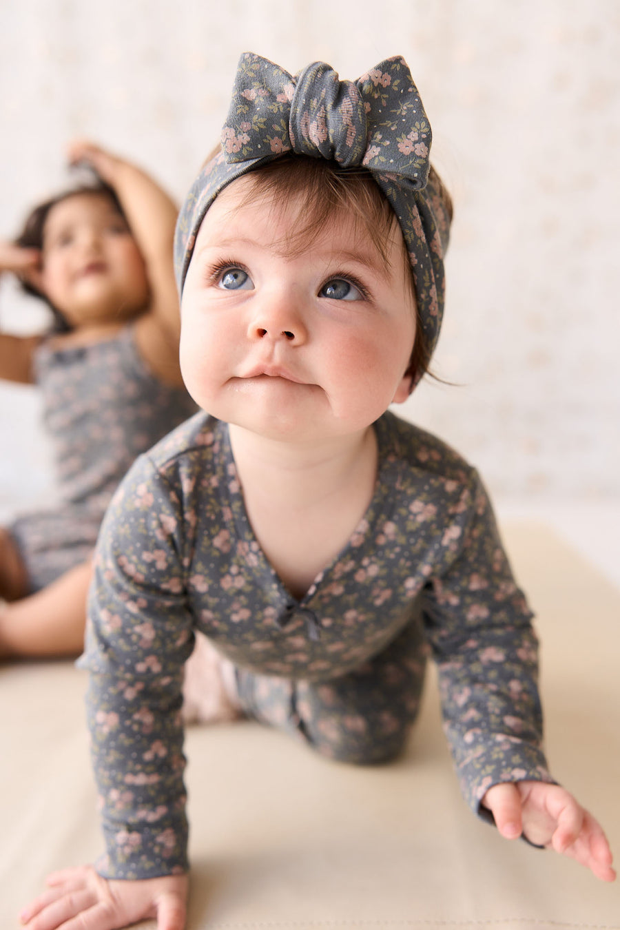 Organic Cotton Long Sleeve Bodysuit - Rosalie Floral Lava Childrens Bodysuit from Jamie Kay NZ