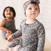 Organic Cotton Long Sleeve Bodysuit - Rosalie Floral Lava Childrens Bodysuit from Jamie Kay NZ