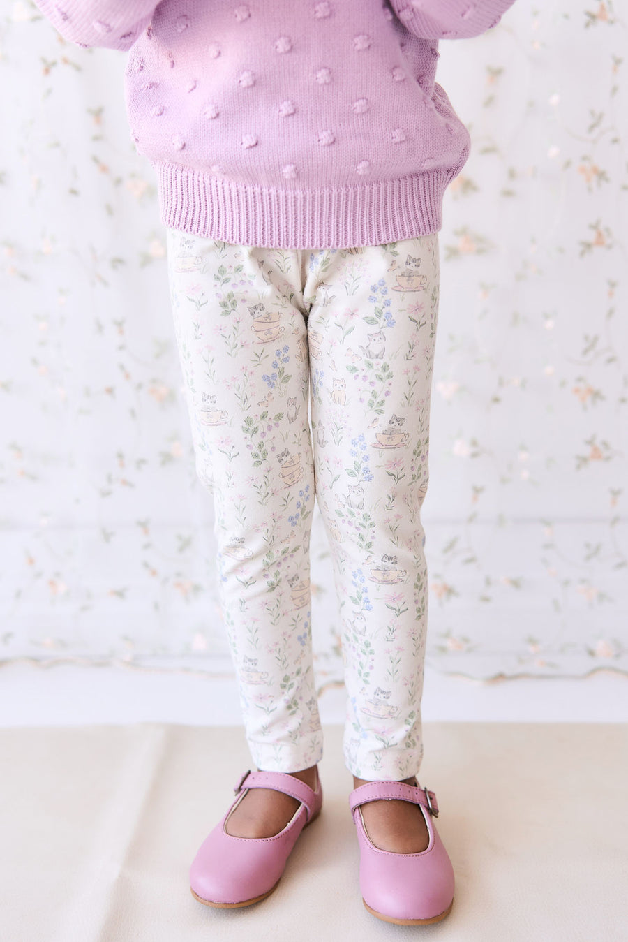 Organic Cotton Everyday Legging - Moons Garden Lavender Childrens Legging from Jamie Kay NZ