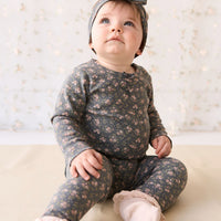 Organic Cotton Long Sleeve Bodysuit - Rosalie Floral Lava Childrens Bodysuit from Jamie Kay NZ