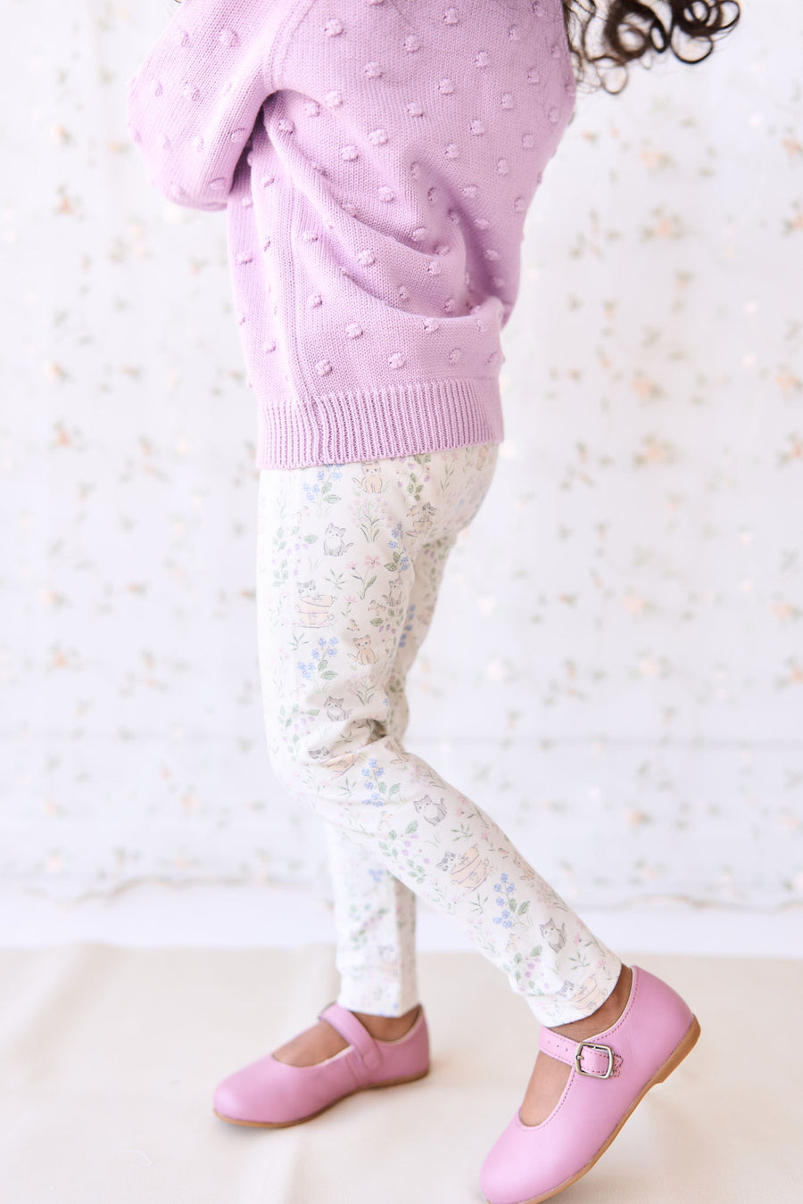 Organic Cotton Everyday Legging - Moons Garden Lavender Childrens Legging from Jamie Kay NZ