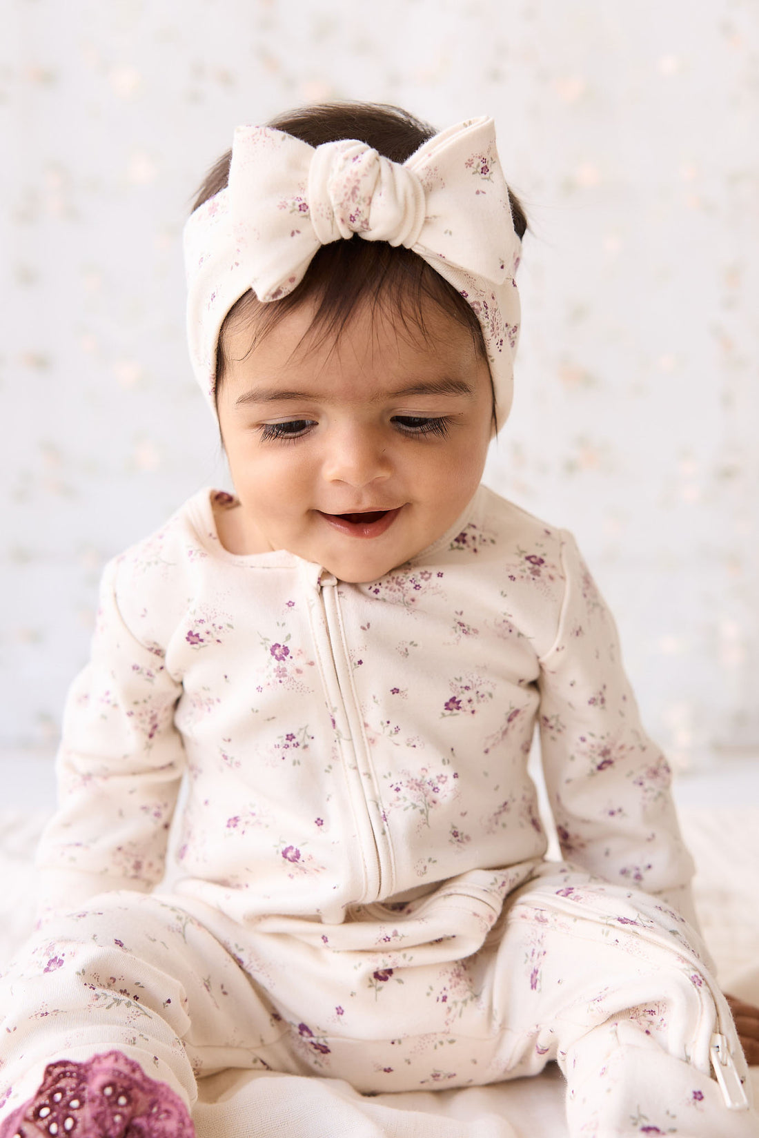 Organic Cotton Headband - Sweet William Floral Natural Childrens Headband from Jamie Kay NZ