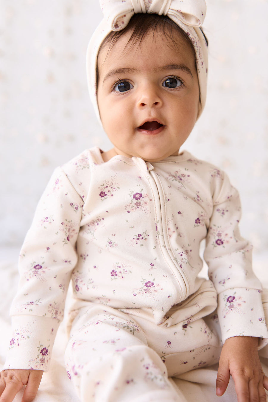 Organic Cotton Frankie Onepiece - Sweet William Floral Natural Childrens Onepiece from Jamie Kay NZ