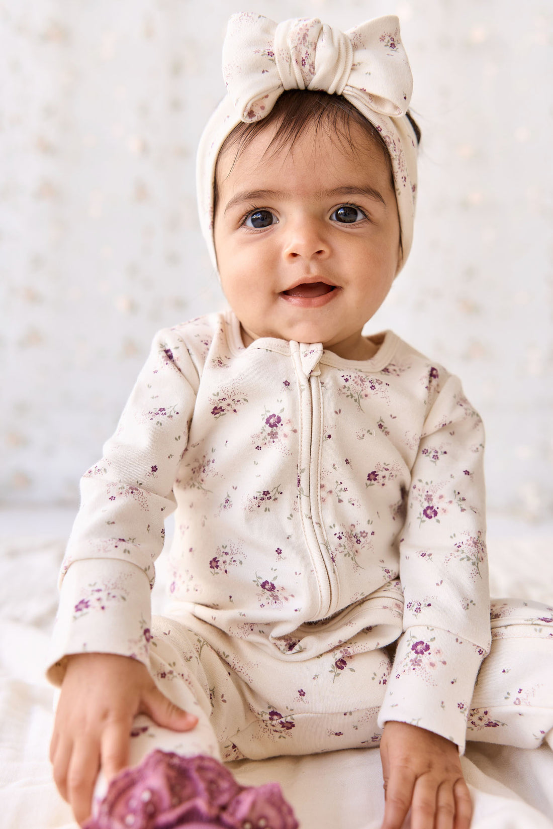 Organic Cotton Frankie Onepiece - Sweet William Floral Natural Childrens Onepiece from Jamie Kay NZ