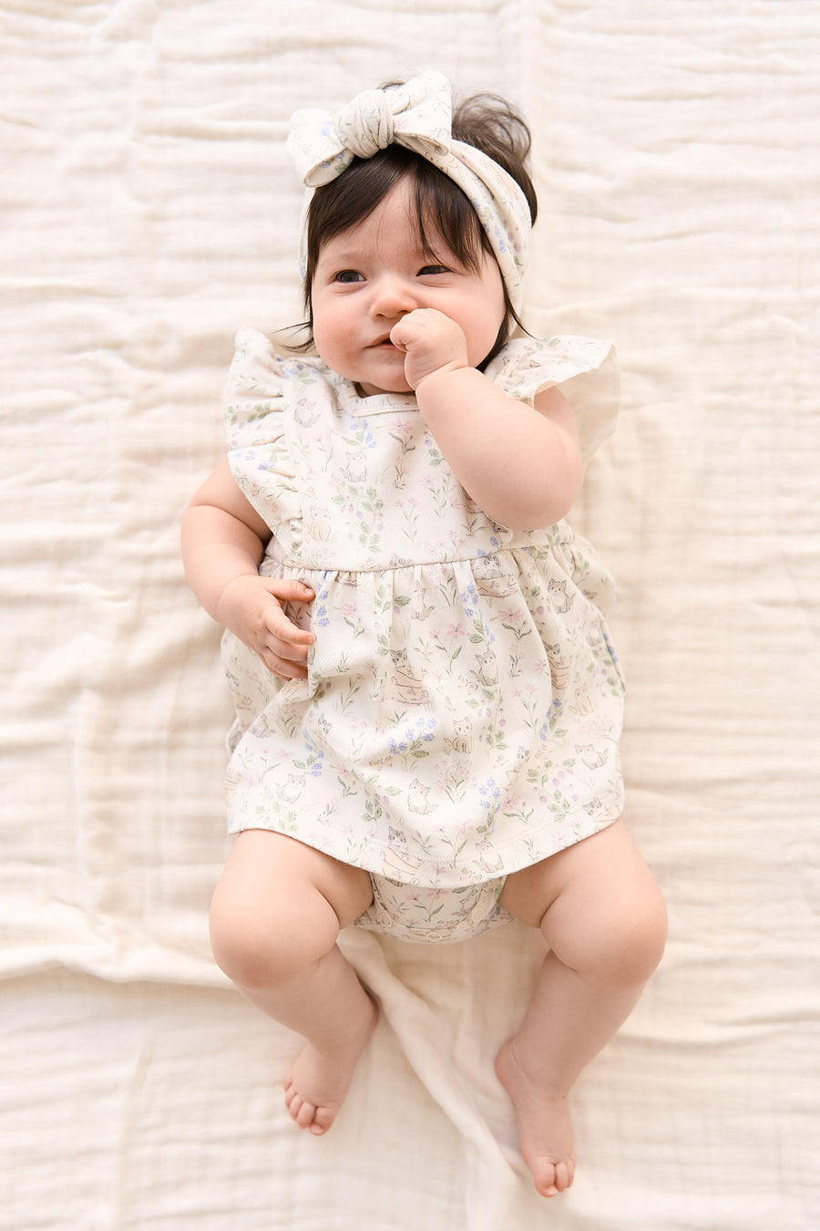 Organic Cotton Elianna Playsuit - Moons Garden Lavender Childrens Playsuit from Jamie Kay NZ