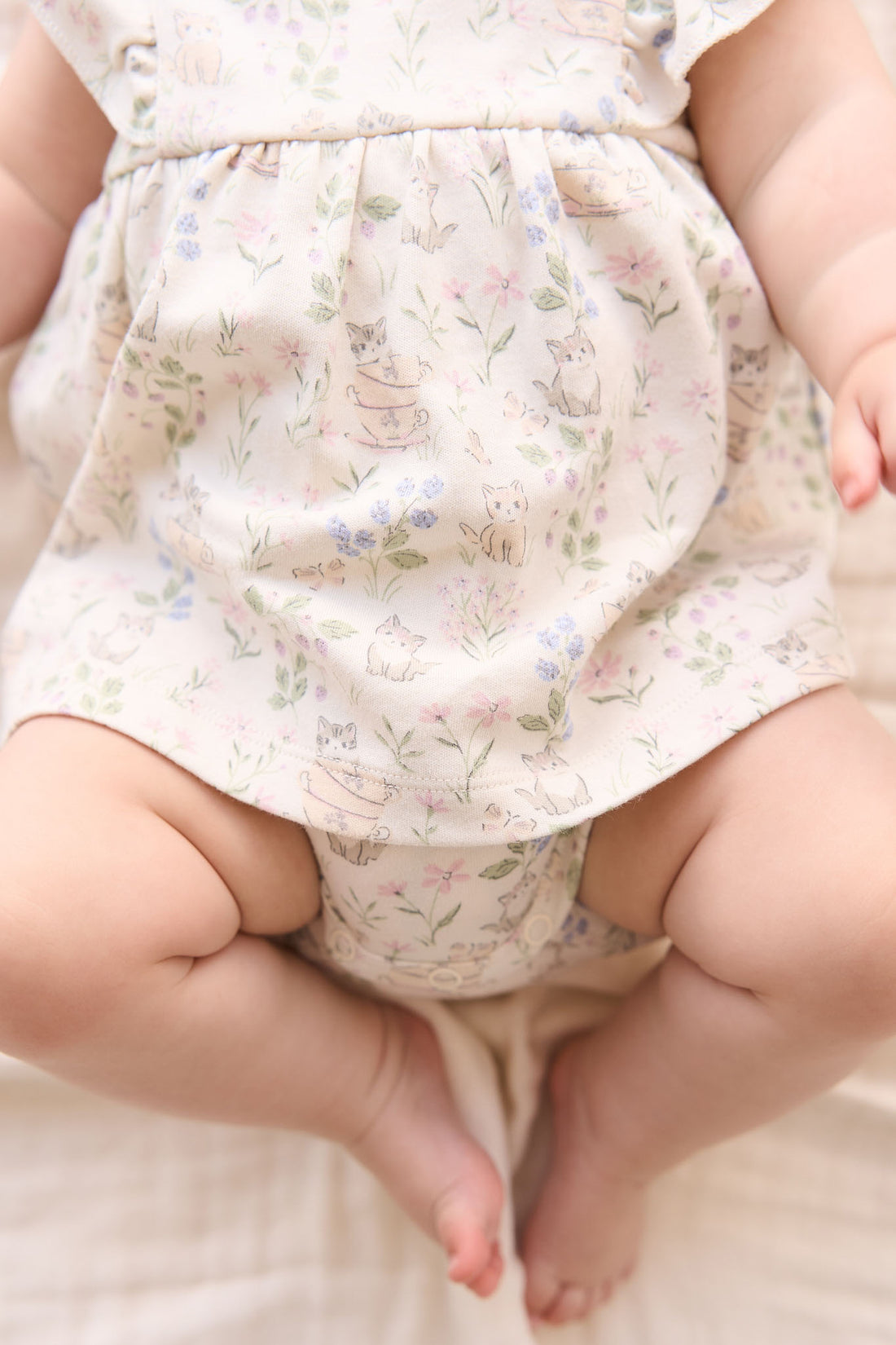 Organic Cotton Elianna Playsuit - Moons Garden Lavender Childrens Playsuit from Jamie Kay NZ