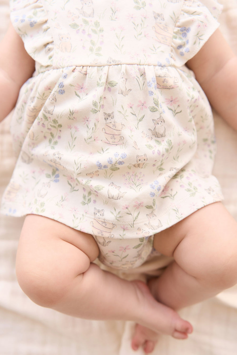 Organic Cotton Elianna Playsuit - Moons Garden Lavender Childrens Playsuit from Jamie Kay NZ