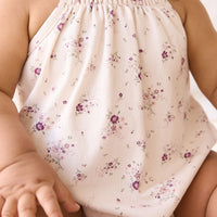 Organic Cotton Cassie Playsuit - Sweet William Floral Natural Childrens Playsuit from Jamie Kay NZ