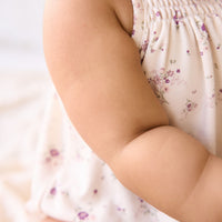 Organic Cotton Cassie Playsuit - Sweet William Floral Natural Childrens Playsuit from Jamie Kay NZ