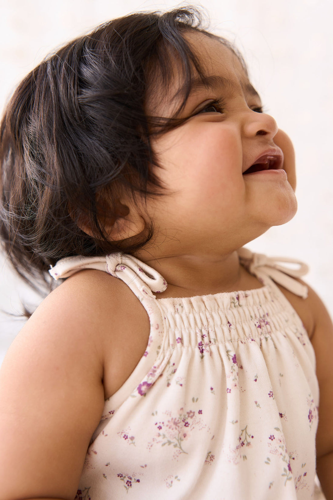 Organic Cotton Cassie Playsuit - Sweet William Floral Natural Childrens Playsuit from Jamie Kay NZ